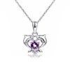 Sterling Silver Amethyst Twin Dolphin Pendant With Chain 18 Inches