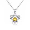 Sterling Silver Citrine Twin Dolphin Pendant With Chain 18 Inches