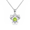 Sterling Silver Peridot Twin Dolphin Pendant With Chain 18 Inches