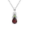 Sterling Silver Garnet with Chrome Diopside Pendant With Chain 18 Inches
