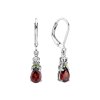Sterling Silver Garnet with Chrome Diopside Earrings