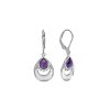 Sterling Silver Amethyst Half Moon Boho Earrings
