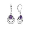 Sterling Silver Amethyst Half Moon Boho Earrings