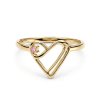Sterling Silver Pink Sapphire Love Ring Over 18K Yellow Gold Plated