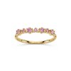 Sterling Silver Pink Sapphire Ring Over 18K Yellow Gold Plated