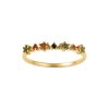 Sterling Silver Muiti Tourmaline Ring Over 18K Yellow Gold Plated