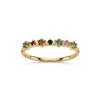 Sterling Silver Muiti Tourmaline Ring Over 18K Yellow Gold Plated