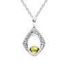 Sterling Silver Yellow Tourmaline Pendant With Chain 16 Inches + Extension 2 Inches