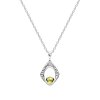Sterling Silver Yellow Tourmaline Pendant With Chain 16 Inches + Extension 2 Inches