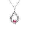 Sterling Silver Pink Tourmaline Pendant With Chain 16 Inches + 2 Externsion 2 Inches
