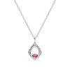 Sterling Silver Pink Tourmaline Pendant With Chain 16 Inches + 2 Externsion 2 Inches