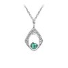 Sterling Silver Green Tourmaline Pendant with Chain 16 Inches + 2 Extension 2 Inches