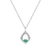 Sterling Silver Green Tourmaline Pendant with Chain 16 Inches + 2 Extension 2 Inches