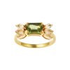 Sterling Silver Peridot with Sky Blue Topaz Ring Over 18K Yellow Gold Plated
