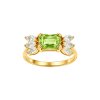 Sterling Silver Peridot with Sky Blue Topaz Ring Over 18K Yellow Gold Plated