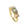 Sterling Silver Sky Blue Topaz & White Topaz Ring Over 18K Yellow Gold Plated