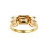 Sterling Silver Citrine & White Topaz Ring Over 18K Yellow Gold Plated