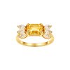 Sterling Silver Citrine & White Topaz Ring Over 18K Yellow Gold Plated