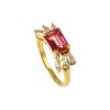 Sterling Silver Pink Topaz & White Topaz Ring Over 18K Yellow Gold Plated