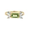 Sterling Silver Peridot with Sky Blue Topaz Ring Over 18K Yellow Gold Plated