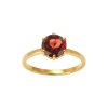 Sterling Silver Red Garnet Ring Over 18k Yellow Gold Plated