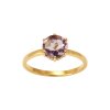 Sterling Silver Amethyst Ring Over 18K Yellow Gold Plated
