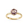 Sterling Silver Amethyst Ring Over 18K Yellow Gold Plated