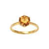 Sterling Silver Citrine Ring Over 18k Yellow Gold Plated