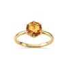 Sterling Silver Citrine Ring Over 18k Yellow Gold Plated
