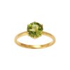 Sterling Silver Peridot Ring Over 18k Yellow Gold Plated