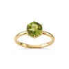Sterling Silver Peridot Ring Over 18k Yellow Gold Plated