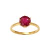 Sterling Silver Ruby Ring Over 18k Yellow Gold Plated