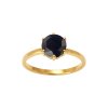 Sterling Silver Blue Sapphire Ring Over 18K Yellow Gold Plated