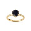 Sterling Silver Blue Sapphire Ring Over 18K Yellow Gold Plated