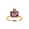 Sterling Silver Amethyst & Sky Blue Topaz Ring Over 18K Yellow Gold Plated