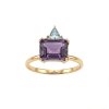 Sterling Silver Amethyst & Sky Blue Topaz Ring Over 18K Yellow Gold Plated