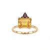 Sterling Silver Citrine & Garnet Ring Over 18K Yellow Gold Plated