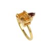 Sterling Silver Citrine & Garnet Ring Over 18K Yellow Gold Plated