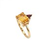 Sterling Silver Citrine & Garnet Ring Over 18K Yellow Gold Plated