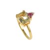 Sterling Silver Green Amethyst & Amethyst Ring Over 18K Yellow Gold Plated