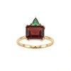 Sterling Silver Garnet & Chrome Diopside Ring Over 18K Yellow Gold Plated