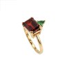 Sterling Silver Garnet & Chrome Diopside Ring Over 18K Yellow Gold Plated