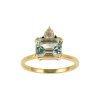 Sterling Silver Sky Blue Topaz Ring Over 18K Yellow Gold Plated
