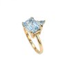 Sterling Silver Sky Blue Topaz & Garnet Ring Over 18K Yellow Gold Plated