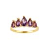 Sterling Silver Amethyst Ring Over 18K Yellow Gold Plated