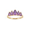 Sterling Silver Amethyst Ring Over 18K Yellow Gold Plated