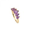 Sterling Silver Amethyst Ring Over 18K Yellow Gold Plated
