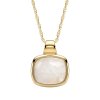 Sterling Silver Rainbow Moonstone Pendant Over 18K Yellow Gold Plated With Chain 16 Inches + Extension 2 Inches