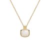 Rainbow Moonstone 18K Yellow Gold Plated Sterling Silver Rectangle Pendant Necklace