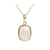 Sterling Silver Rainbow Moonstone Pendant Over 18K Yellow Gold Plated with Chain 18 Inches